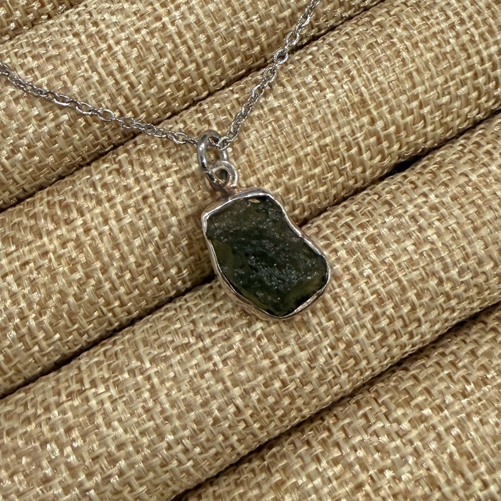 Raw Moldavite necklace